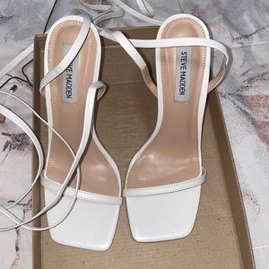 Uplift white leather Steve Madden heels